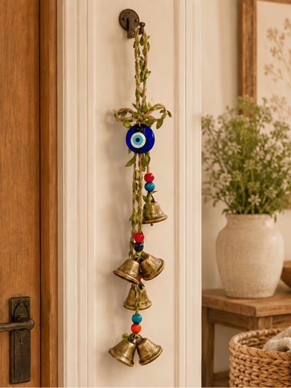 Entrance Bell Wall Hanging with Blue Evil Eye Charm - Home Wall Decor